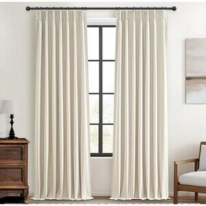 Extra Long Pleated Black Out Curtains 108 Inches Long for Living Room,